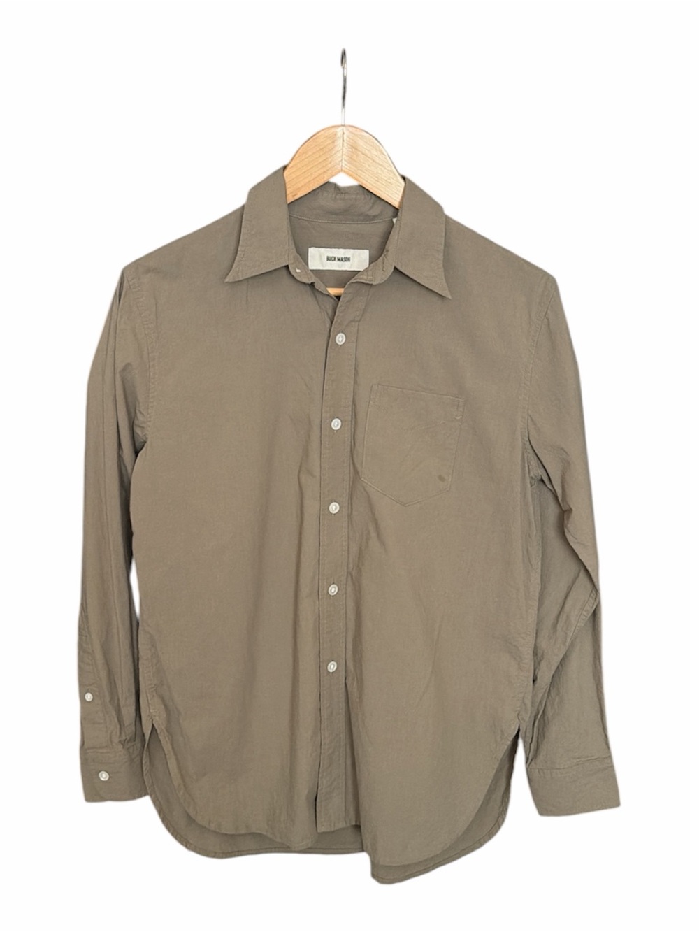 Buck Mason long sleeve button up shirt XS army green classic work casual preppy